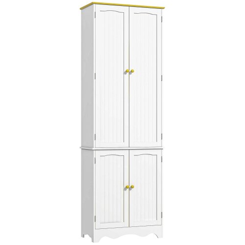 Wyld Haus Banodo 183cm Wooden White 4 Door Freestanding Kitchen Cabinet 4 Shelves