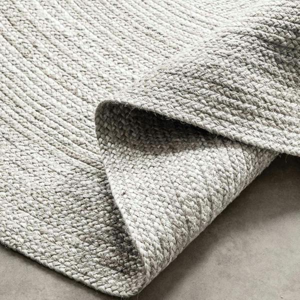 Braided Jute Rug Round Rangpur White