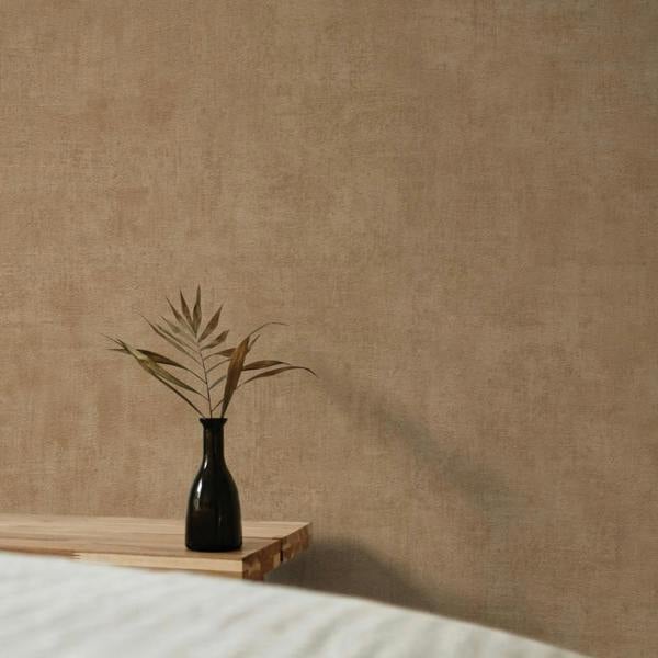 Grandeco Annabella Distressed Limewash Plaster Textured Wallpaper, Copper Rust Orange