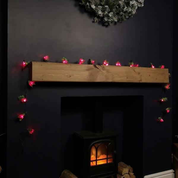 Samuel Alexander Premier 2.8m Holly Garland with Red Berries and 40 Red Leds