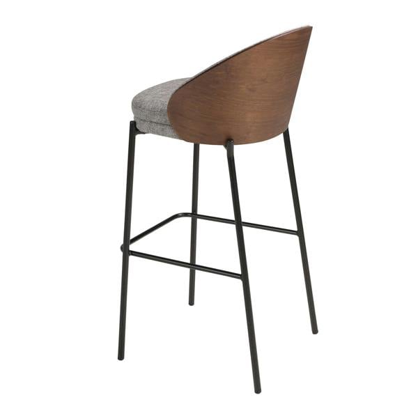 Angel Cerdá Grey and Walnut Fabric Stool 4127