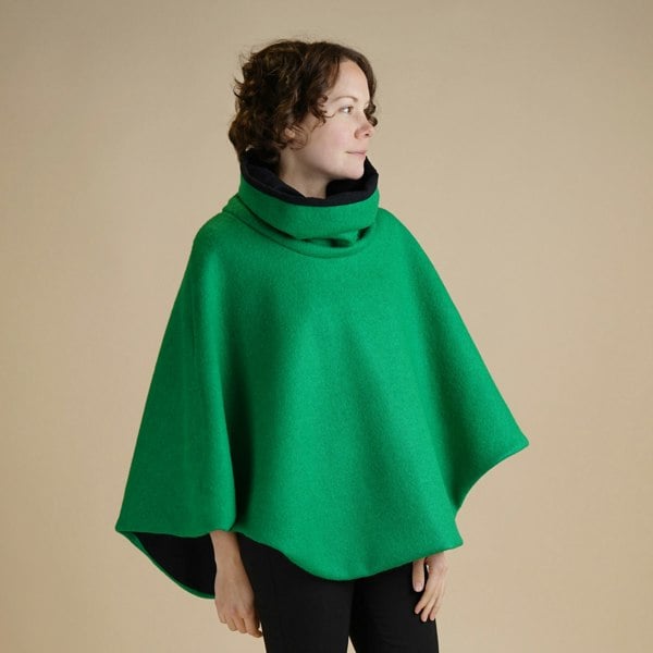 Antonia York Vibrant Colour Funnel Neck Cape | Georgia Boiled Wool Fully Lined Poncho