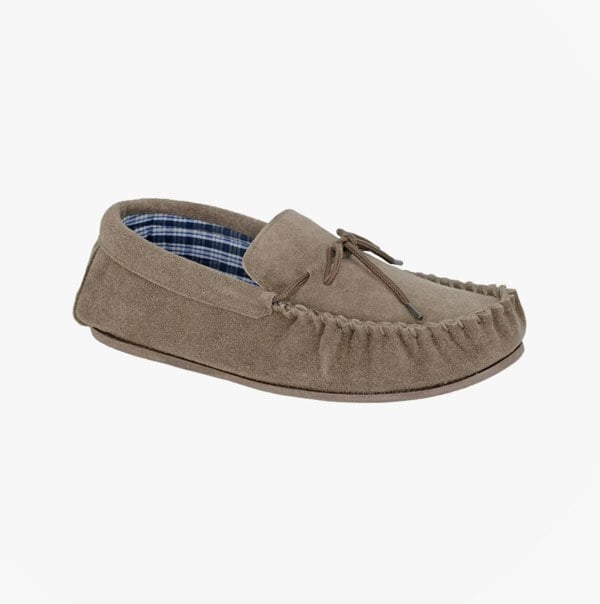 Mokkers BRUCE Mens Moccasin Slippers Taupe