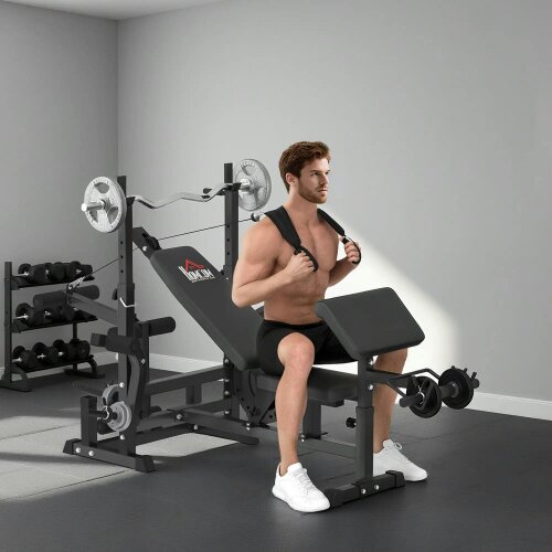 Bobobiy Weight Bench, 6 in 1 Adjustable Bench Press with Leg Extension, Multi-Function Home Gym Equipment for Strength Training Weightlifting