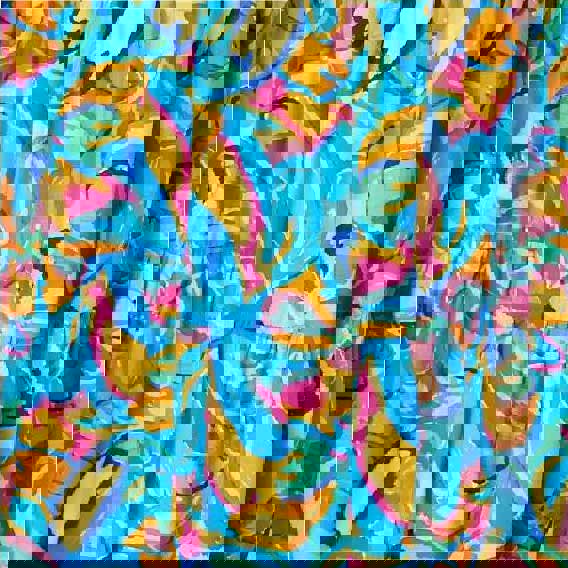 Blue | Abstract Shirred High Waist Maxi Skirt
