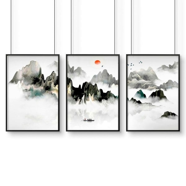 Art for a bedroom | set of 3 Japanese wall art