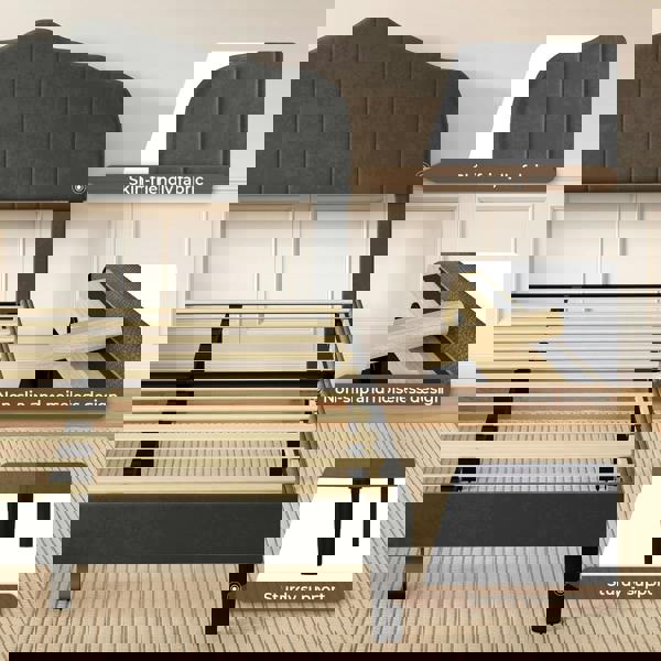 Levede Upholstered Bed Frame Small Double Linen Fabric Modern Platform Base Grey