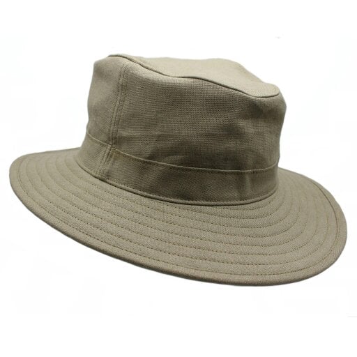 Heather Hats & Accessories Sun Resistant Irish Linen Bucket Hat, Cotton Lining, Outdoor Wear, Flax Beige