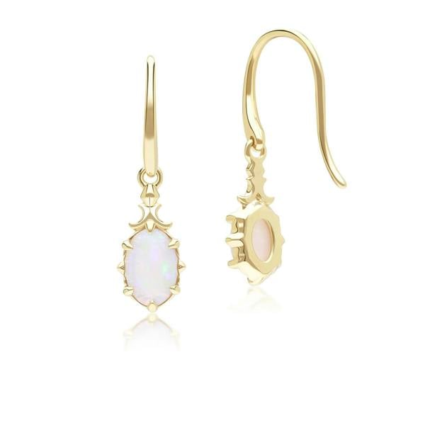 Gemondo Classic Oval Opal Drop Earrings in 9ct Yellow Gold