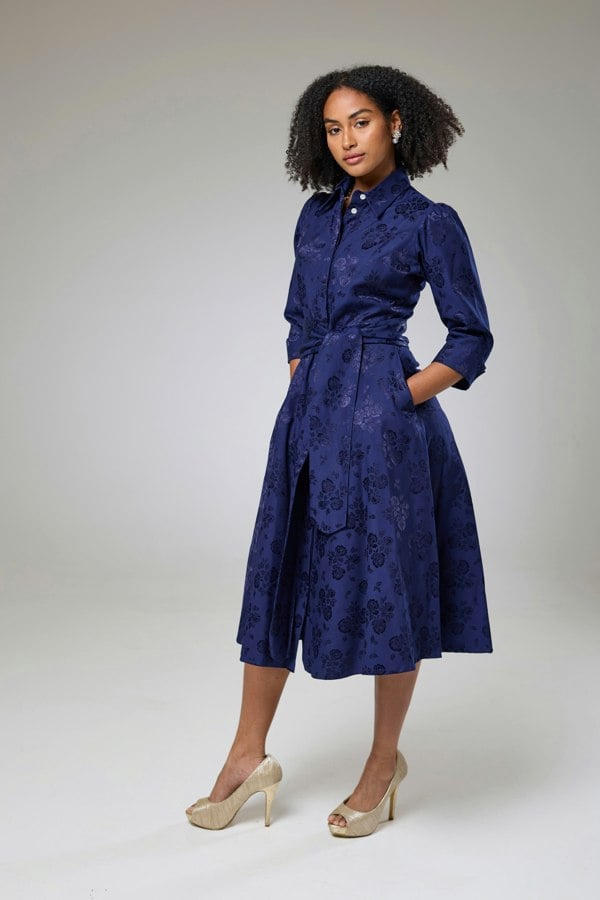 Isha's Timeless collection Royal Blue Petals Sleeved Dress