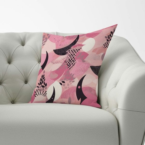 Warren Reed Abstract Pink Moon Pattern Cushions