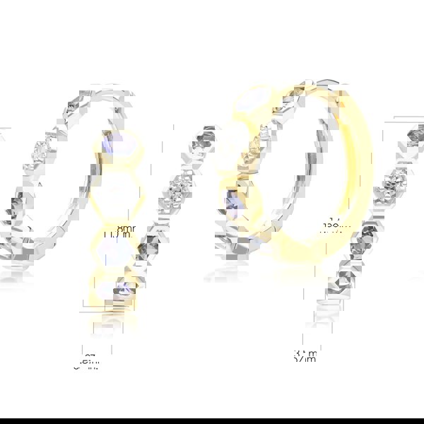 Geometric Round Tanzanite and Sapphire Hoop Earrings in 9ct Yellow Gold Dimensions 