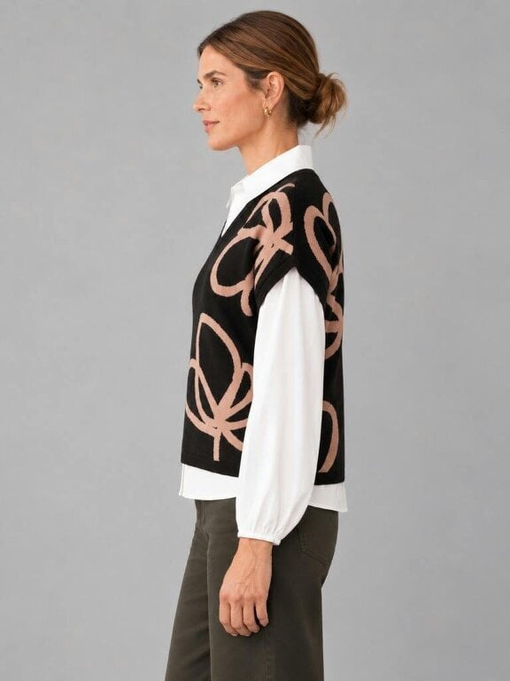 VIZ-A-VIZ Floral Mock Shirt Jumper