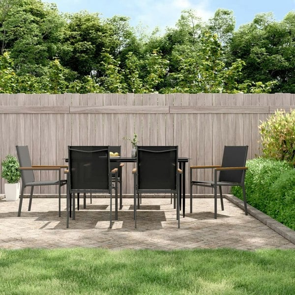 Berkfield 7 Piece Garden Dining Set Black Textilene and Steel