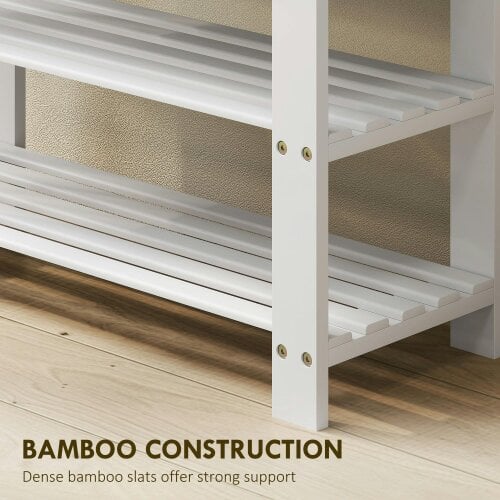 Wyld Haus Riyo White Bamboo 2 Tier Shoe Storage Bench