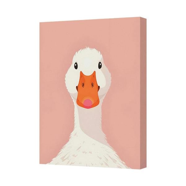 Benjamin Tate Design Duck Portrait Canvas Wall Art Print Pink Background Contemporary Home Decor