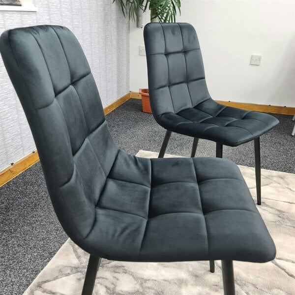 Kosy Koala Dining Chairs Set of 2 Black Velvet Kitchen Chairs