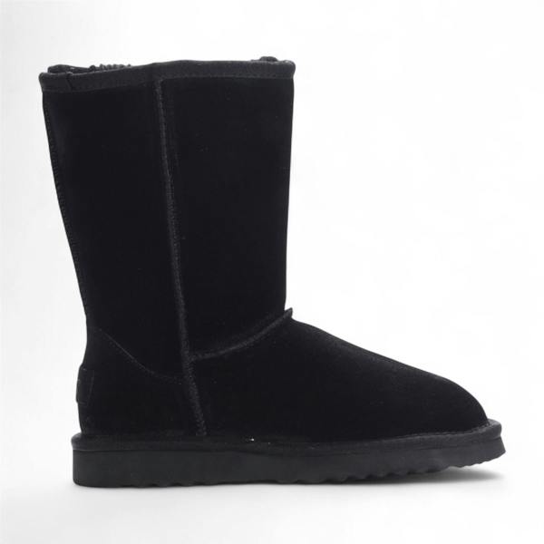 Infinity Leather Women's Genuine Sheepskin Black Suede Slip-On Ankle Winter Boots - Dusk
