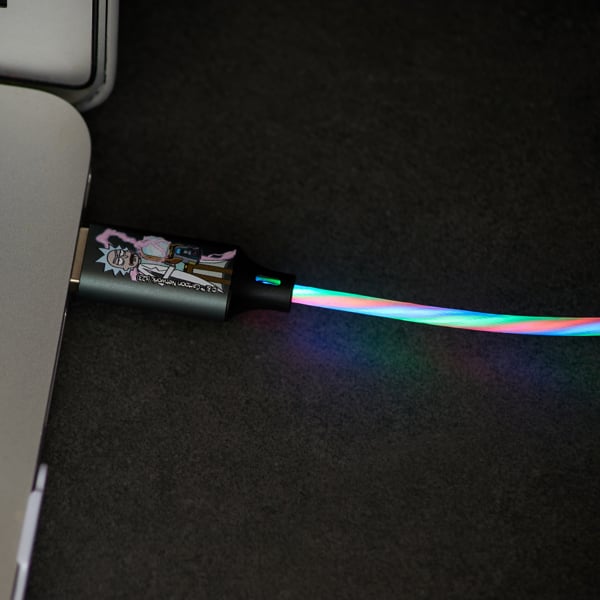 Lazerbuilt | Rick and Morty USB to Lightning Charging & Data Sync Cable With Flowing Night 1.2M