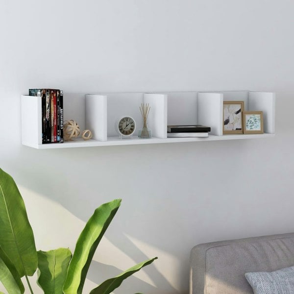 Berkfield CD Wall Shelf White 100x18x18 cm Engineered Wood