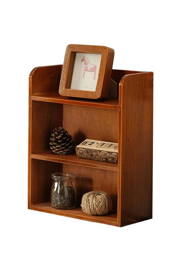 SHEONLY 3-Tier Retro Tabletop Wooden Storage Rack