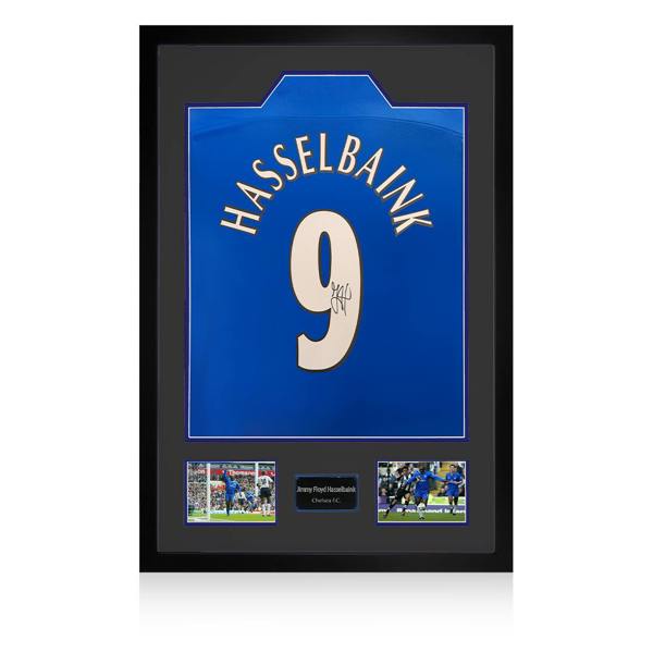 Jimmy Floyd Hasselbaink Signed Chelsea Shirt Premium Frame