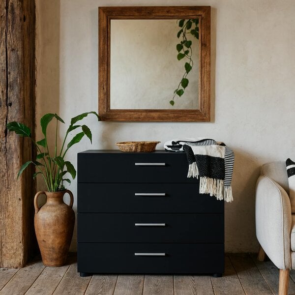 Wyld Haus Daejeon Black Wooden Chest 4 Drawers