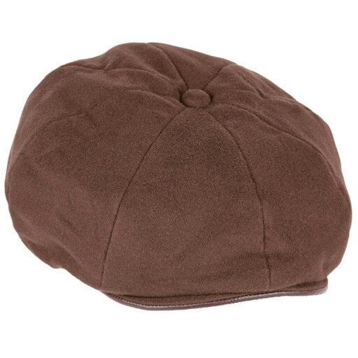 Heather Hats & Accessories Luxury 8-Panel Moleskin Flat Cap, Cotton Lining, Outdoor Wear, Brown