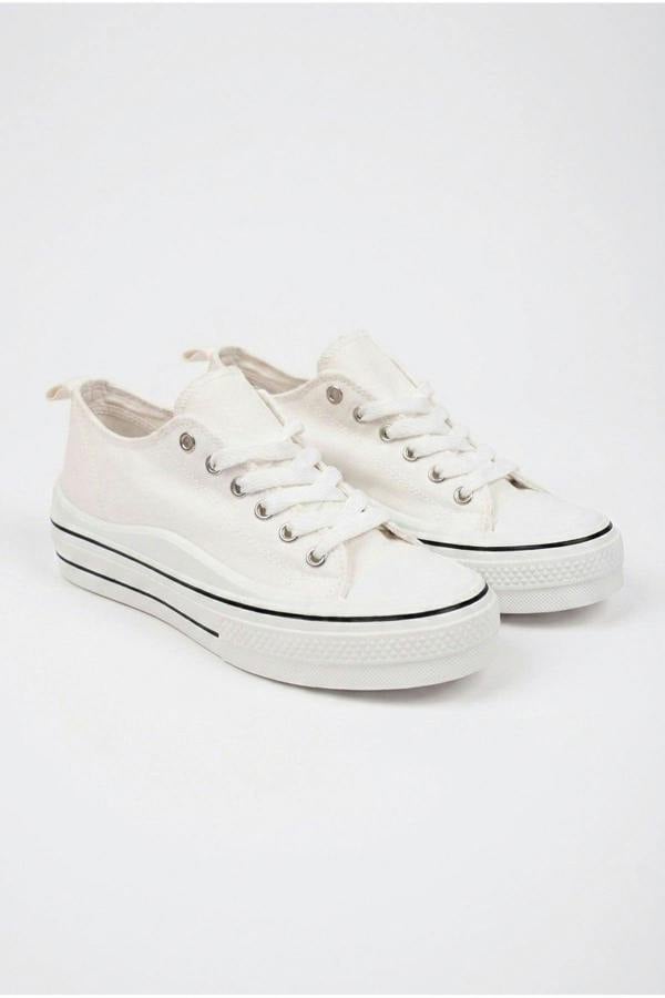 Saoirse Low Top Canvas Trainers - White