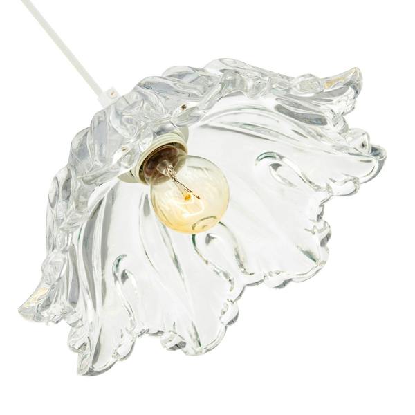 Modern Scallop Rimmed Moulded Clear Glass Pendant Ceiling Light Shade Image 4