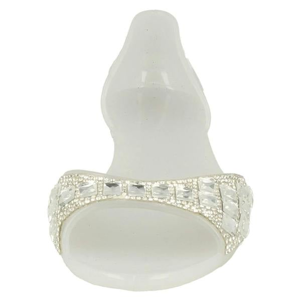 Spot On Ladies Spot On F0794  Open Toe Flat Ballerina With Jewelled Detailing