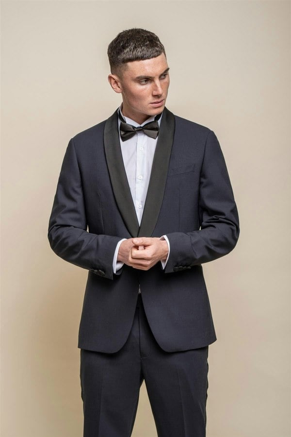 Aspen midnight navy tuxedo blazer front