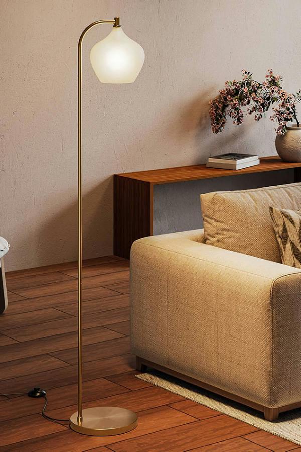 Living and Home Luxurious Floor Lamp with Frosted Glass Lampshade