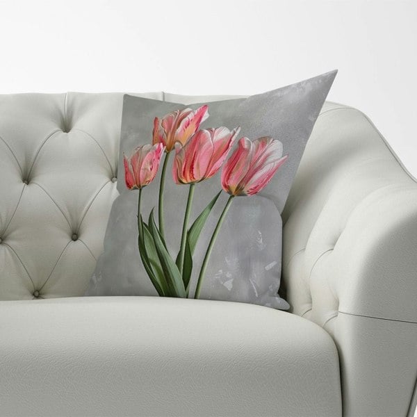 Warren Reed Painted Pink Tulips Cushions