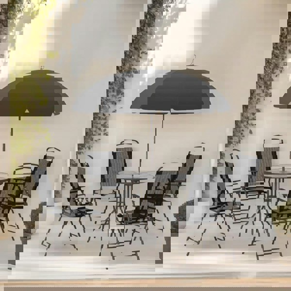 Rafaelo Mobilia Set of 6 Patio Bistro Set With Parasol And Table Black