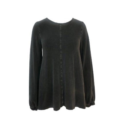 Frock Tales Guru Flared Top with Blouson Sleeves - Charcoal