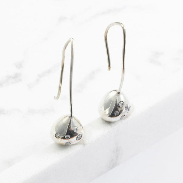 T. H. Baker Silver Cubic Zirconia Dropper Earrings E22