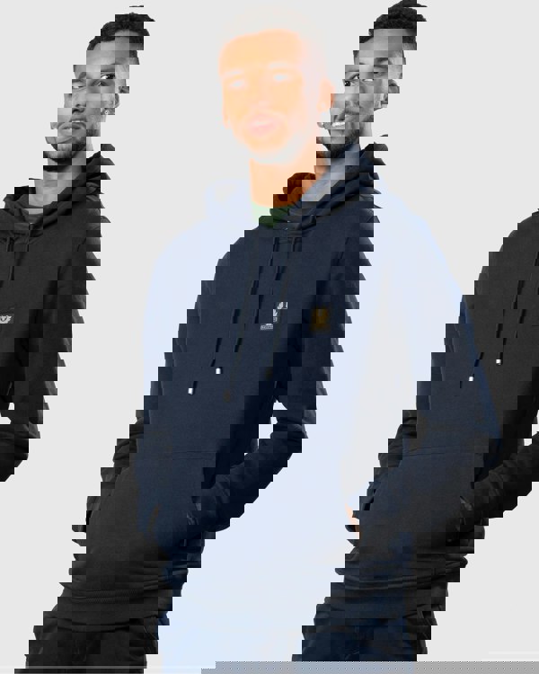 Belstaff Mens Pullover Logo Patch Hoodie - Dark Ink