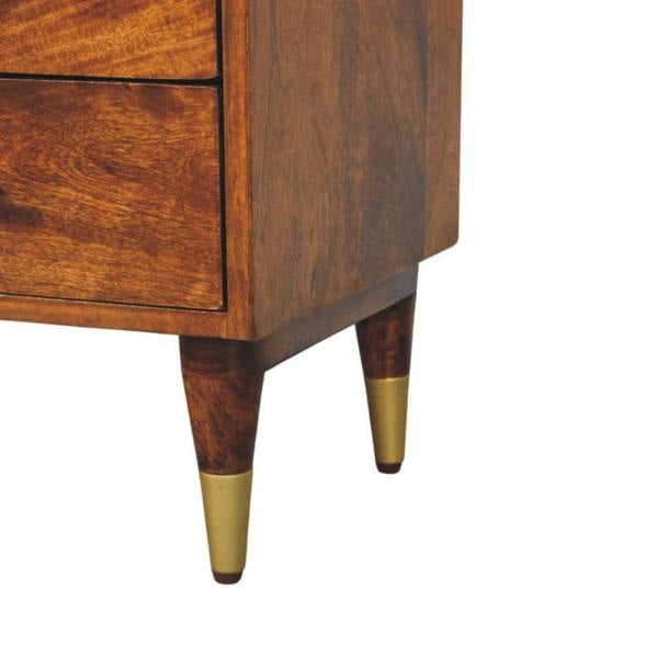 Artisan Furniture Solid Wood Valenza Open Frame Bedside, 2 Drawers & 1 Open Slot, Brown