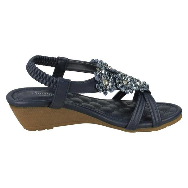 Savannah Ladies Savannah Mid Wedge Strappy Sandals F10792