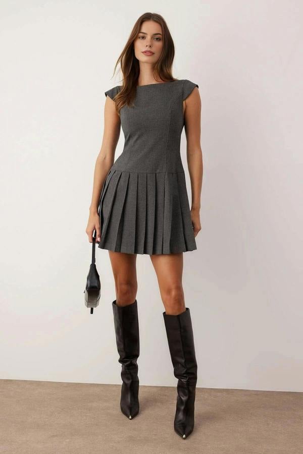 WOVCOR Mini Pleated Woven Dress