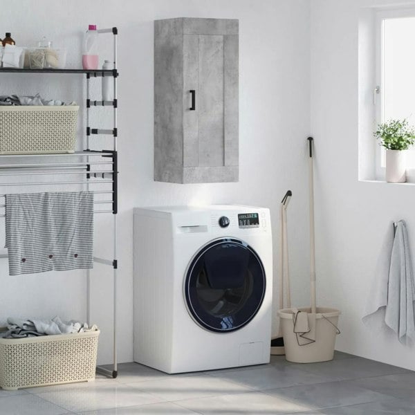 Berkfield Wall Mounted Cabinet Concrete Grey 34.5x34x90 cm Engineered Wood