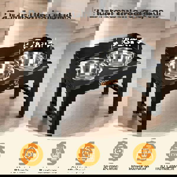 Skylos Elevated Pet Feeder Double Raised Dog Bowls 6 Height Food Water Feeding