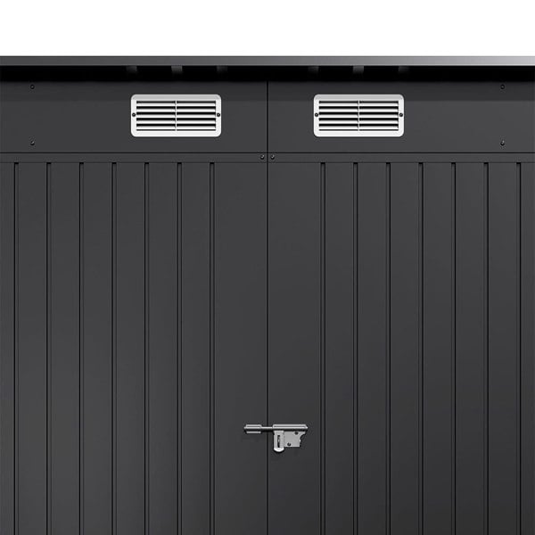 Outdoor Galvanized Steel Storage Shed with Dual Doors Living and Home