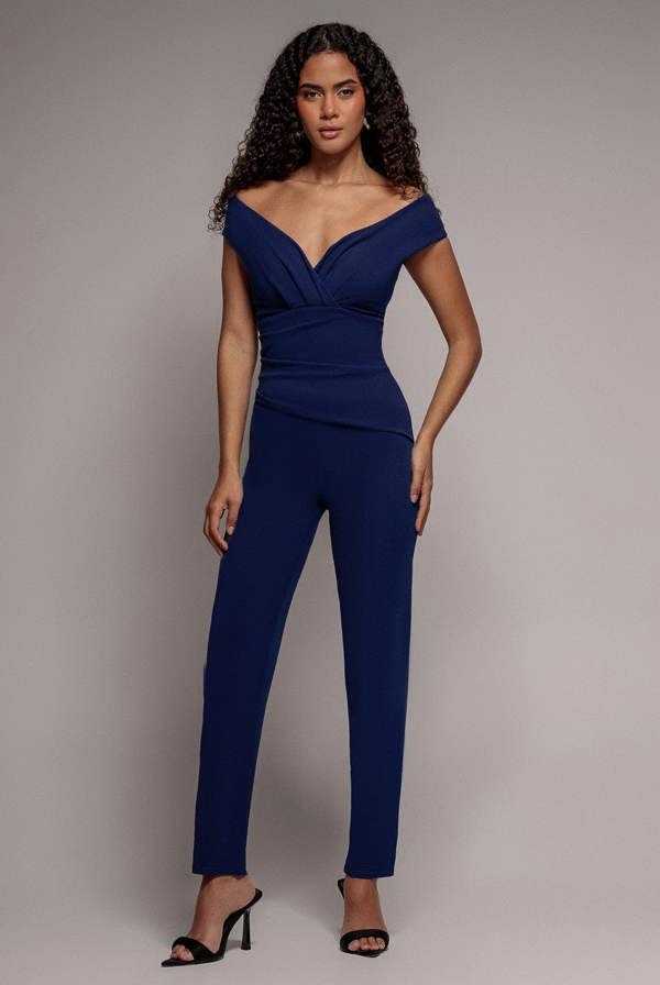 Bardot Scuba Jumpsuit - Navy Blue TR113B