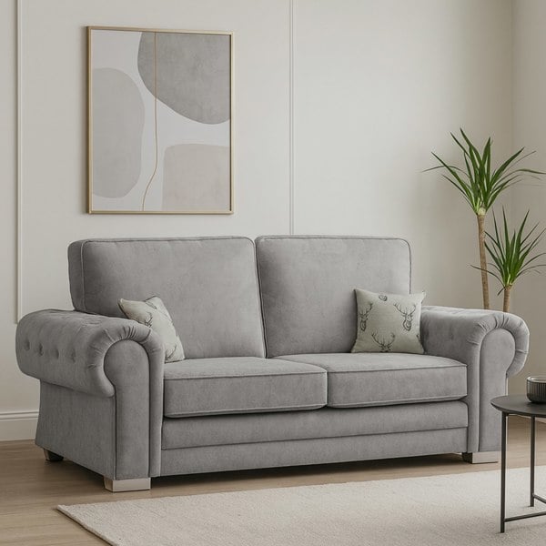 Furnishings For Less Milan Chesterfield Fabric 3 Piece Sofa Suite - Full Back