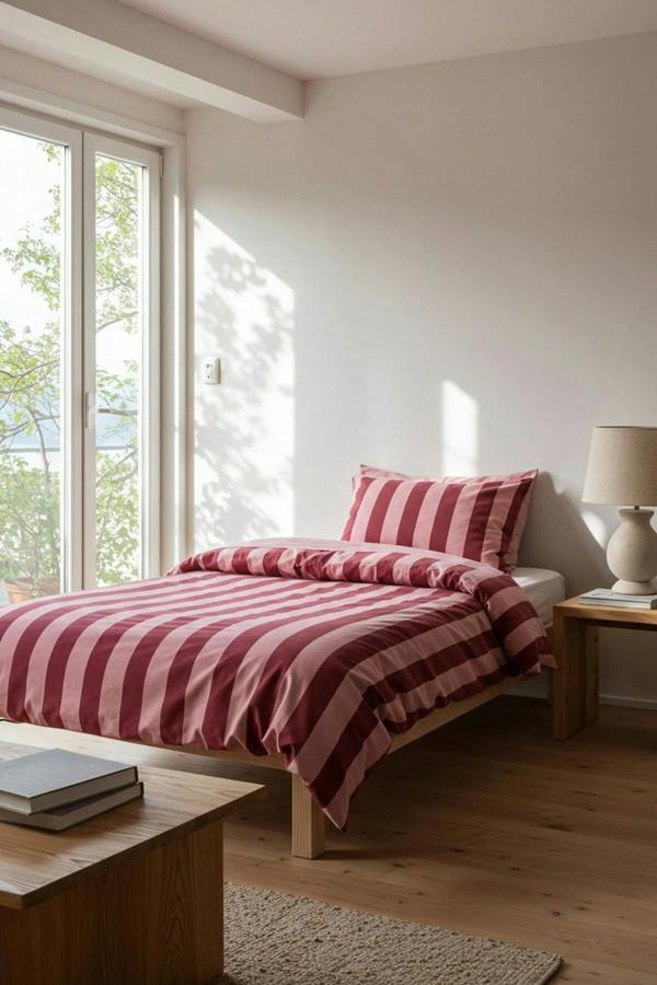 Single Easy Iron Striped Duvet Cover Set 160x220cm
