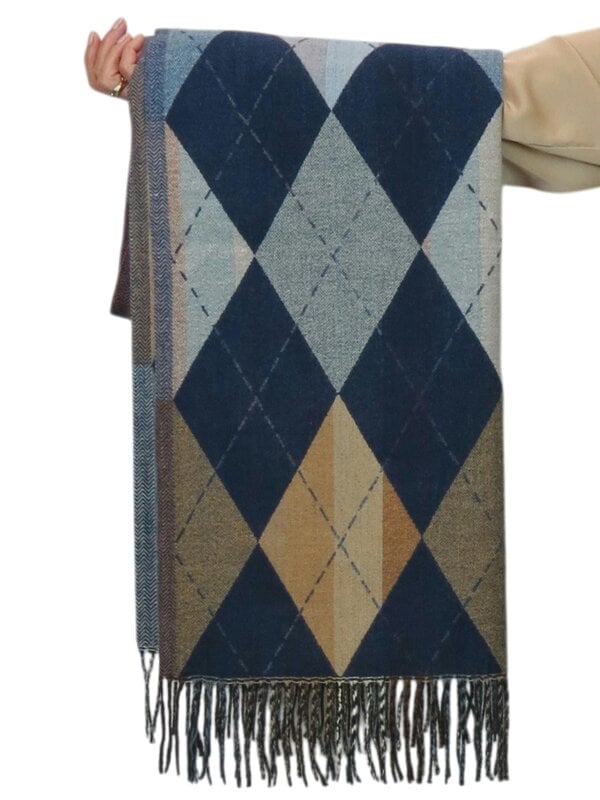 Paulo Due Wool Blend Reversible Argyle Pashmina Scarf