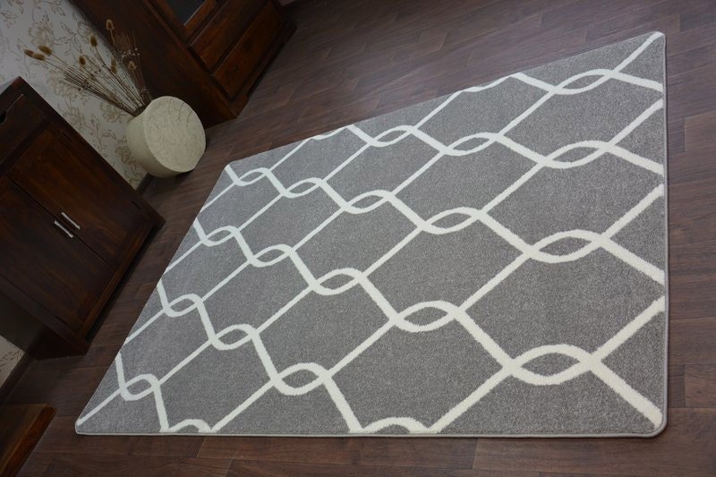 RugsX Sketch Rug - Grey & White Interlocking Ovals