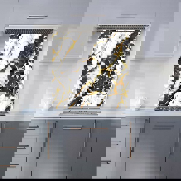 Warren Reed - Designer Gold And Black Marble Effect Kitchen Splashback